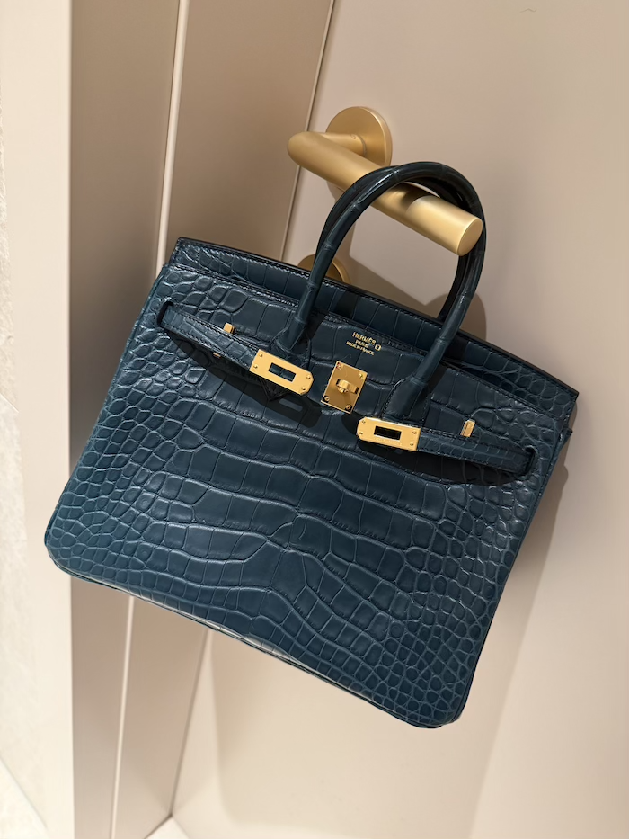 Hermès Birkin 25 Crocodile Vert Rousseau Mat Gold Hardware