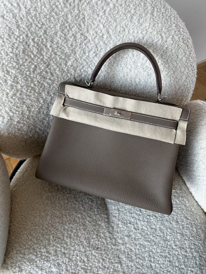 Hermès Kelly 32 Etoupe Togo Palladium Hardware